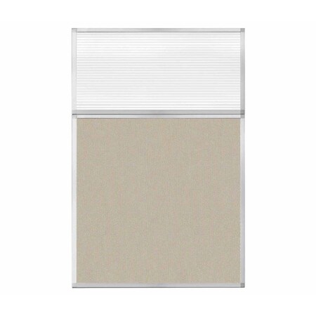 Versare Hush Panel Configurable Cubicle Partition 4' x 6' W/ Window Sand Fabric Clear Fluted Window 1850618-1